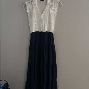 Sandro Black and White Lace Maxi Dress